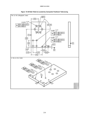 ASME Y14.5-2018
Figure 10-39 Hole Patterns Located by Composite Positional Tolerancing
214
 