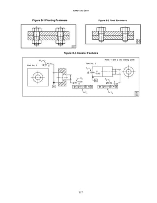 ASME Y14.5-2018
Figure B-1 Floating Fasteners Figure B-2 Fixed Fasteners
Figure B-3 Coaxial Features
317
 