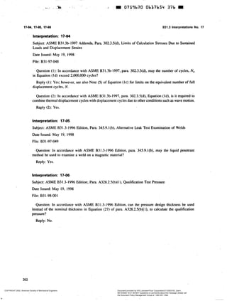 Asme b31.3 interpretation | PDF