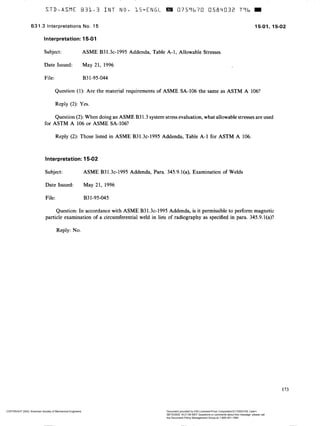 Asme b31.3 interpretation | PDF