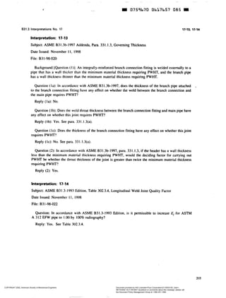 Asme b31.3 interpretation | PDF
