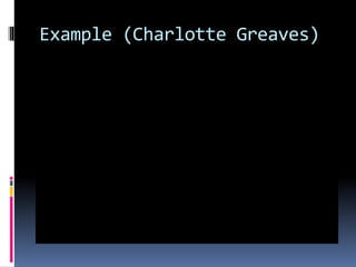 Example (Charlotte Greaves)
 