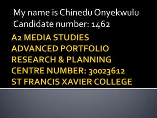 My name is Chinedu Onyekwulu
Candidate number: 1462
 