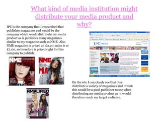 An element which is common in magazines is the use of a banner at the bottom of the cover which informs the reader what extra features the magazine has a what other artists are included. The use of the word ‘PLUS!’ which is a common feature in magazines such as NME is something else I decided to include to make my cover look eye-catching and to portray that my magazine offers a lot. A typical convention of magazines is the use of a barcode, this is important as they need one to be sold. So, therefore I decided to display on eon the cover of my media product. As you can see ‘Rolling Stone’ magazine changes their colour scheme each issue, which is a convention that I have used in mine if I were to create another issue.  The issue I have used involves colours such as pinks, blacks, greys and reds and I have continued this colour theme throughout my contents and double page spreads. These colours would perhaps be seen as feminine colours targeting a female audience, however, in general the magazine would be aimed at an all gender teenage audience, just like ‘Rolling Stone’ magazine isn't gender specific but sometimes uses very feminine colours for example in the Lady Gaga issue.