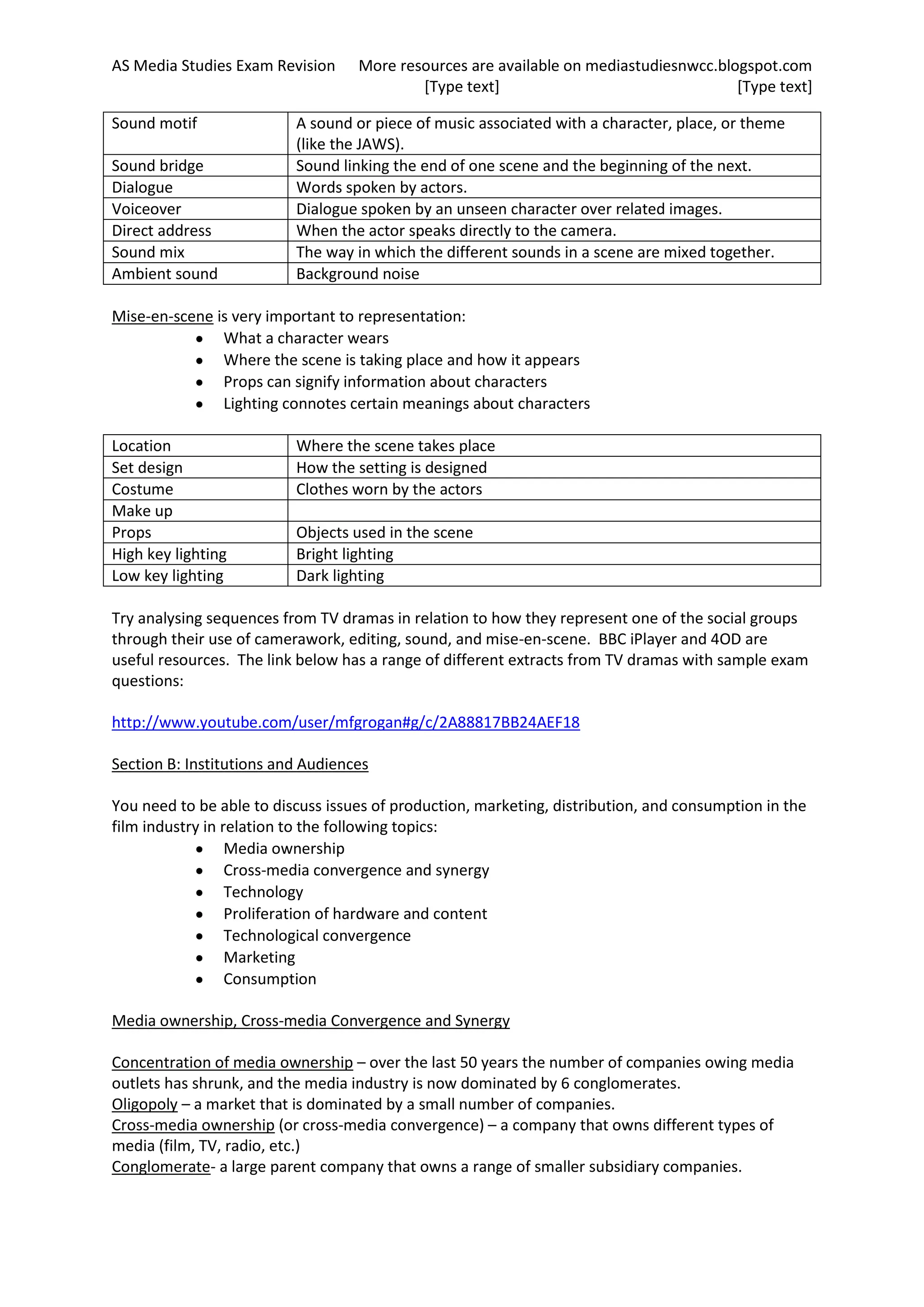 AS Media Studies Exam Revision