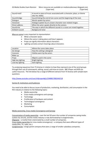 AS Media Studies Exam Revision