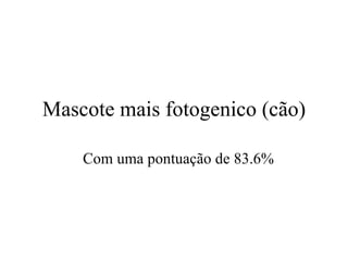 Mascote mais fotogenico (c ã o) Com uma pontuaç ã o de 83.6% 