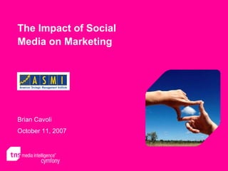 The Impact of Social Media on Marketing Brian Cavoli October 11, 2007 
