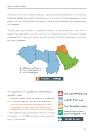 | 01
Arab Social Media Report
Over the past decade, social media has exhibited an exponential penetration into the daily l...