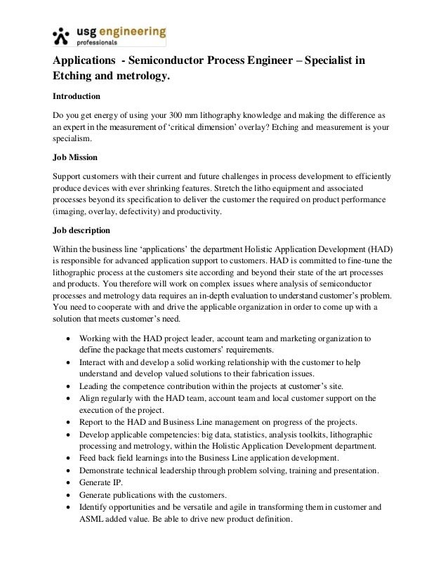Applications - process engineer etching and metrology01