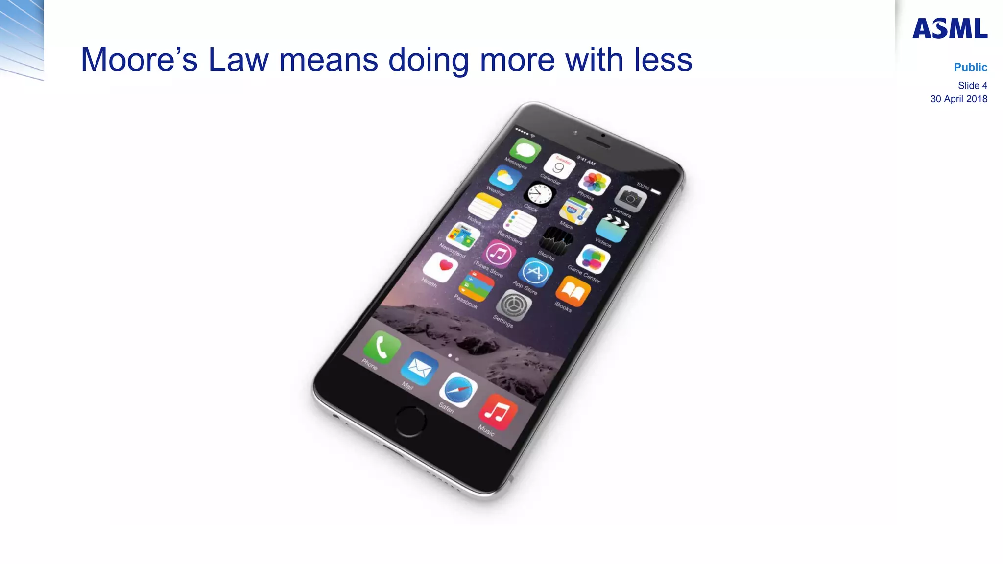 Moore’s Law means doing more with less
30 April 2018
Public
Slide 4
 