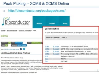 Xcms R Package ASMS Fall 2018 Metabolomics Informatics Workshop Peak Picking | PPTX