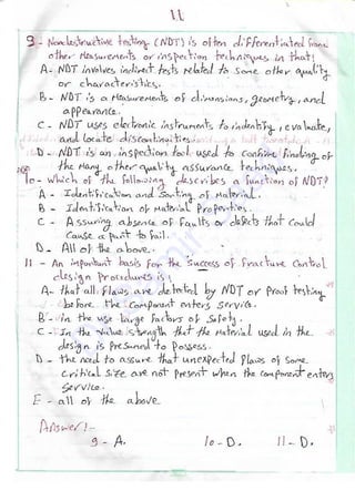 ASNT Basic Level III Notes Part I- Dr. Samir Saad (Handwriting) | PDF