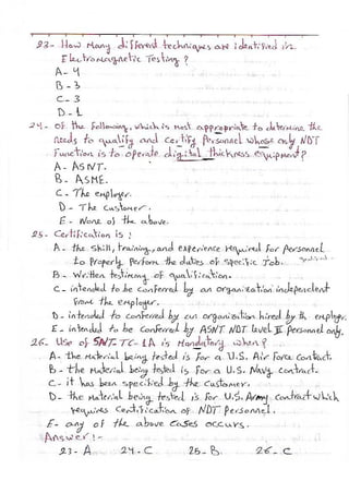 ASNT Basic Level III Notes Part III- Dr. Samir Saad (Handwriting) 