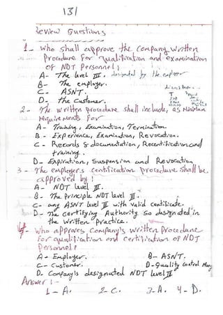 ASNT Basic Level III Notes Part III- Dr. Samir Saad (Handwriting) 