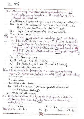 ASNT Basic Level III Notes Part III- Dr. Samir Saad (Handwriting) 
