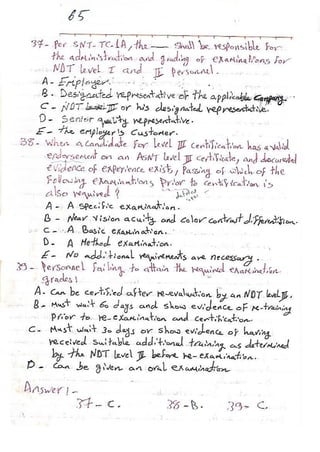 ASNT Basic Level III Notes Part III- Dr. Samir Saad (Handwriting) 