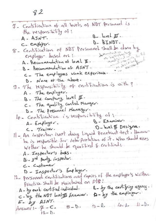 ASNT Basic Level III Notes Part III- Dr. Samir Saad (Handwriting) 