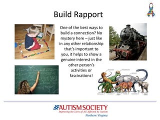 Build Rapport
One of the best ways to
build a connection? No
mystery here – just like
in any other relationship
that’s important to
you, it helps to show a
genuine interest in the
other person’s
activities or
fascinations!
 