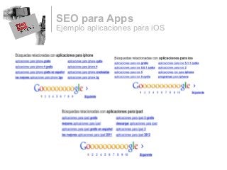 Ejemplo aplicaciones para iOS
SEO para Apps
 