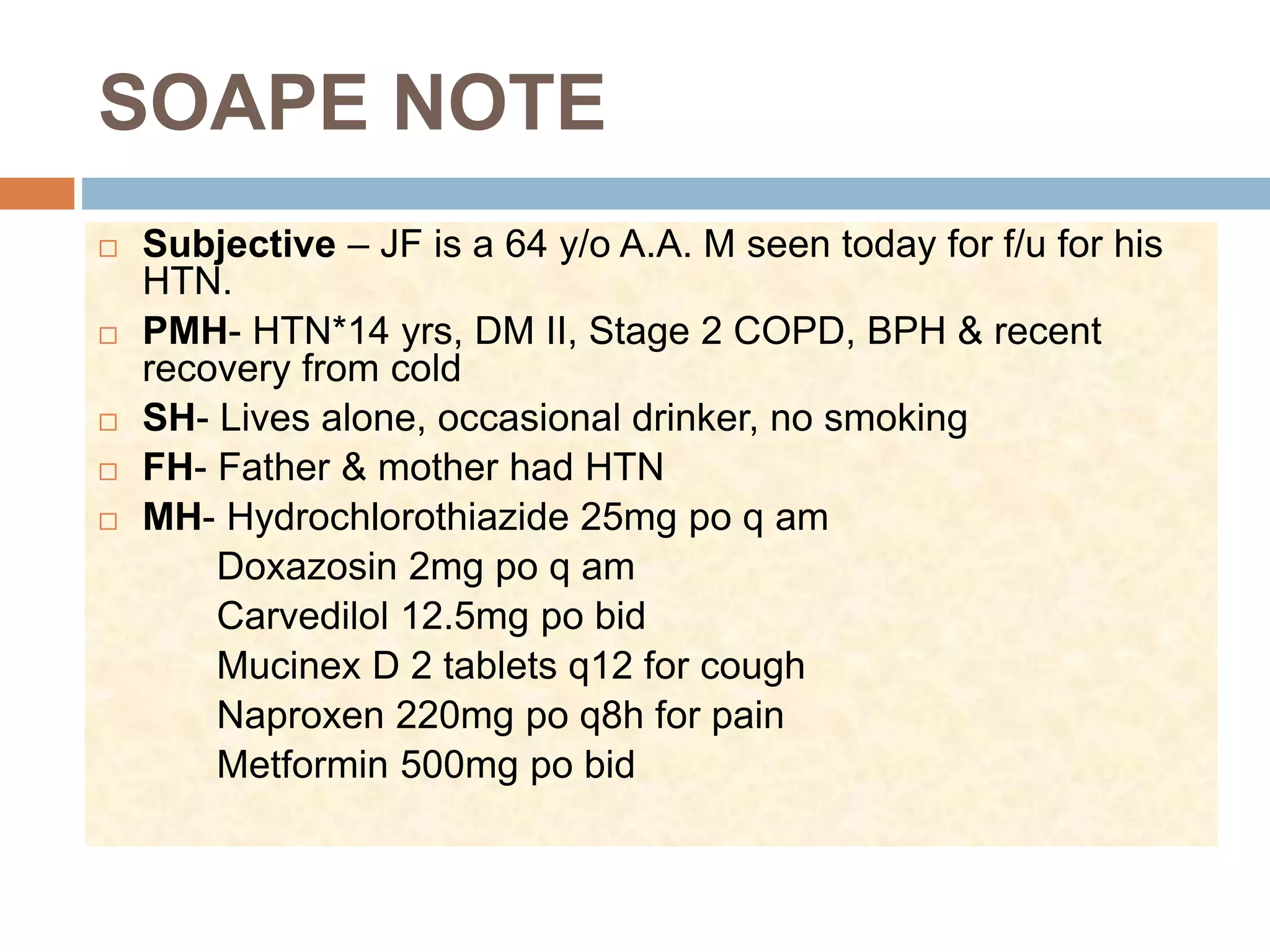 A soape note on uncontrolled hypertension | PPTX