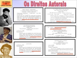 Os Direitos Autorais AS OBRAS DE CHICO XAVIER 