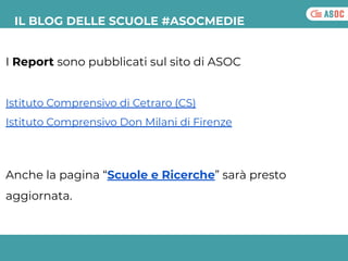I Report sono pubblicati sul sito di ASOC
Istituto Comprensivo di Cetraro (CS)
Istituto Comprensivo Don Milani di Firenze
...