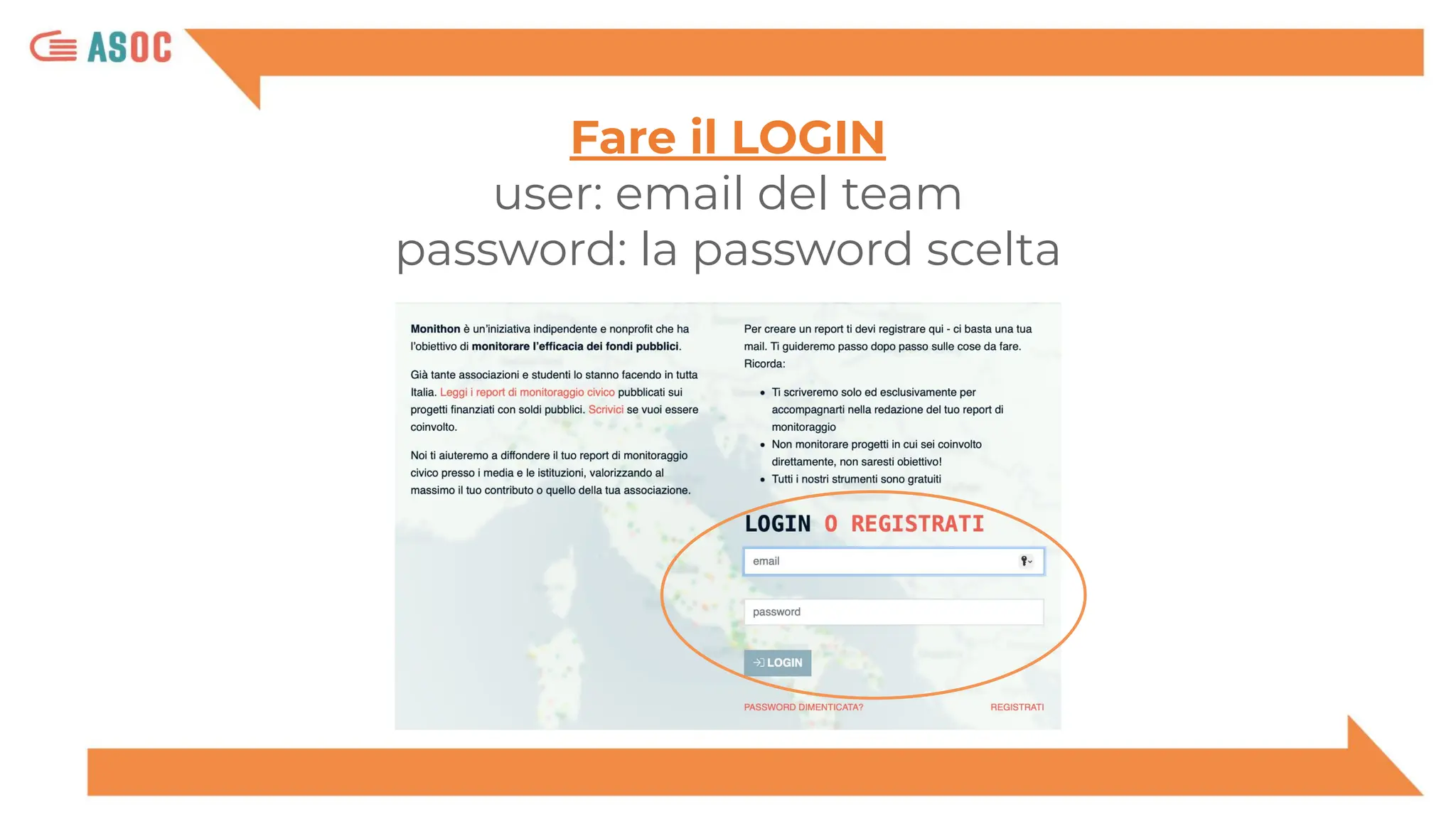 Fare il LOGIN
user: email del team
password: la password scelta
 