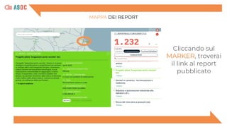 MAPPA DEI REPORT
Cliccando sul
MARKER, troverai
il link al report
pubblicato
 