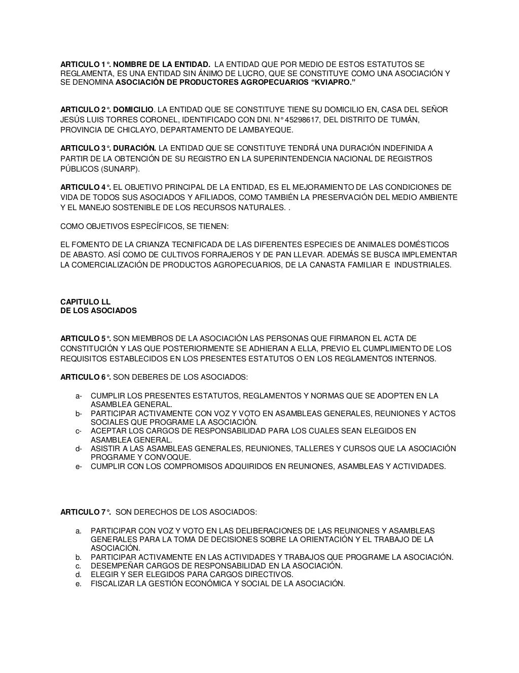 Constitución de Asociación