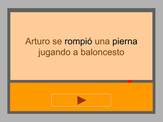 Arturo se rompió una pierna
jugando a baloncesto

 