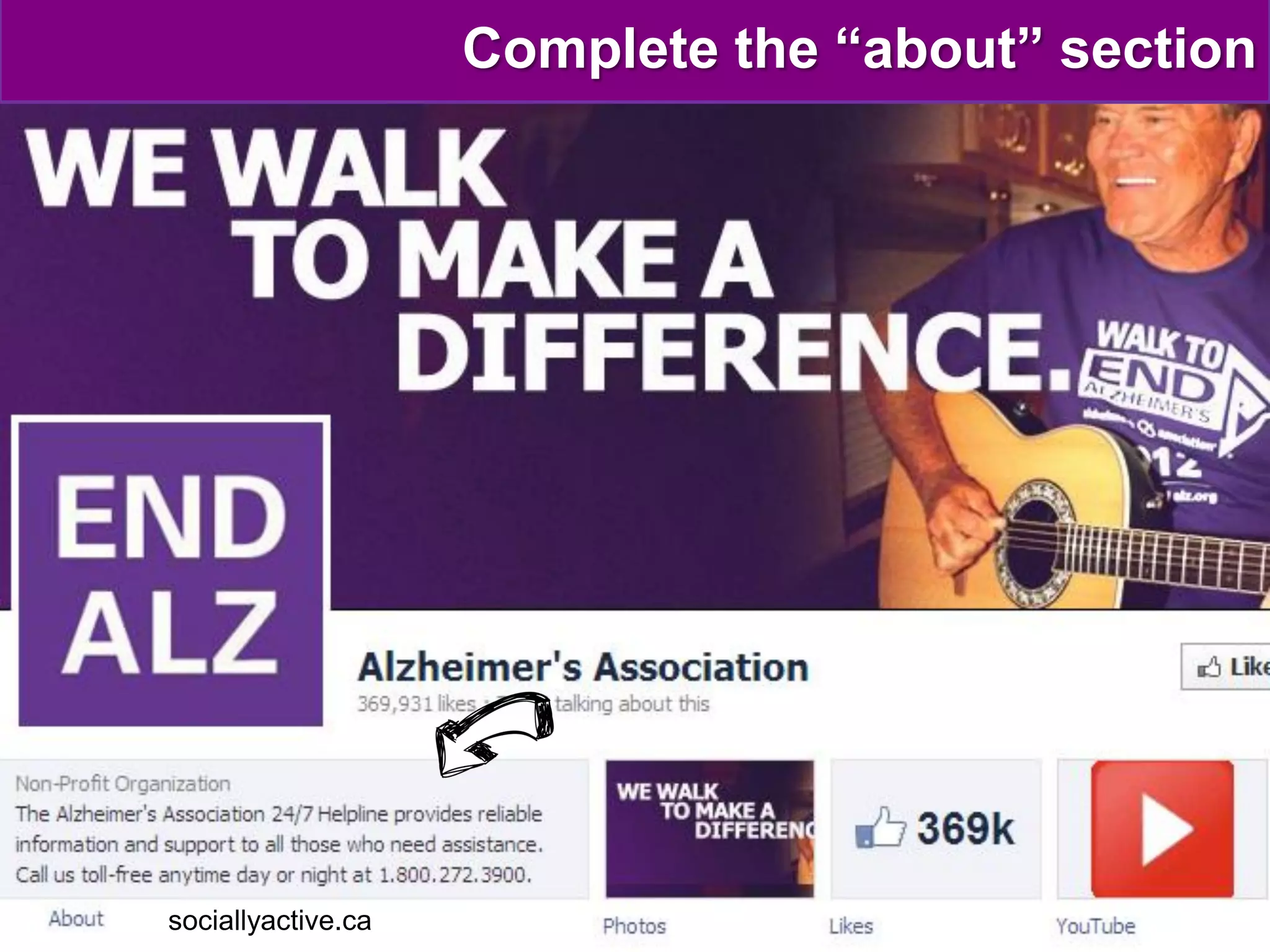 Complete the “about” section




sociallyactive.ca
 