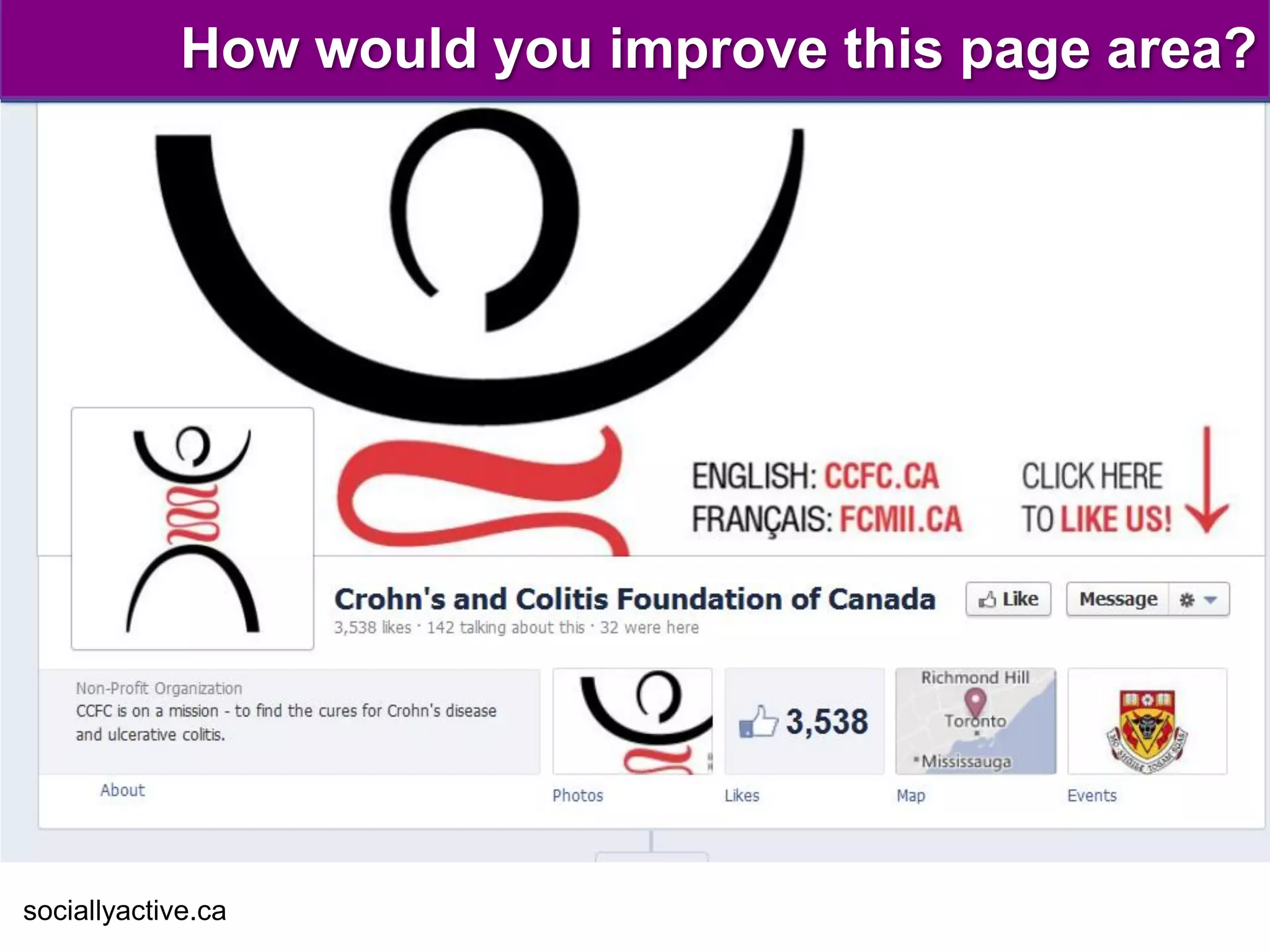 How would you improve this page area?




sociallyactive.ca
 
