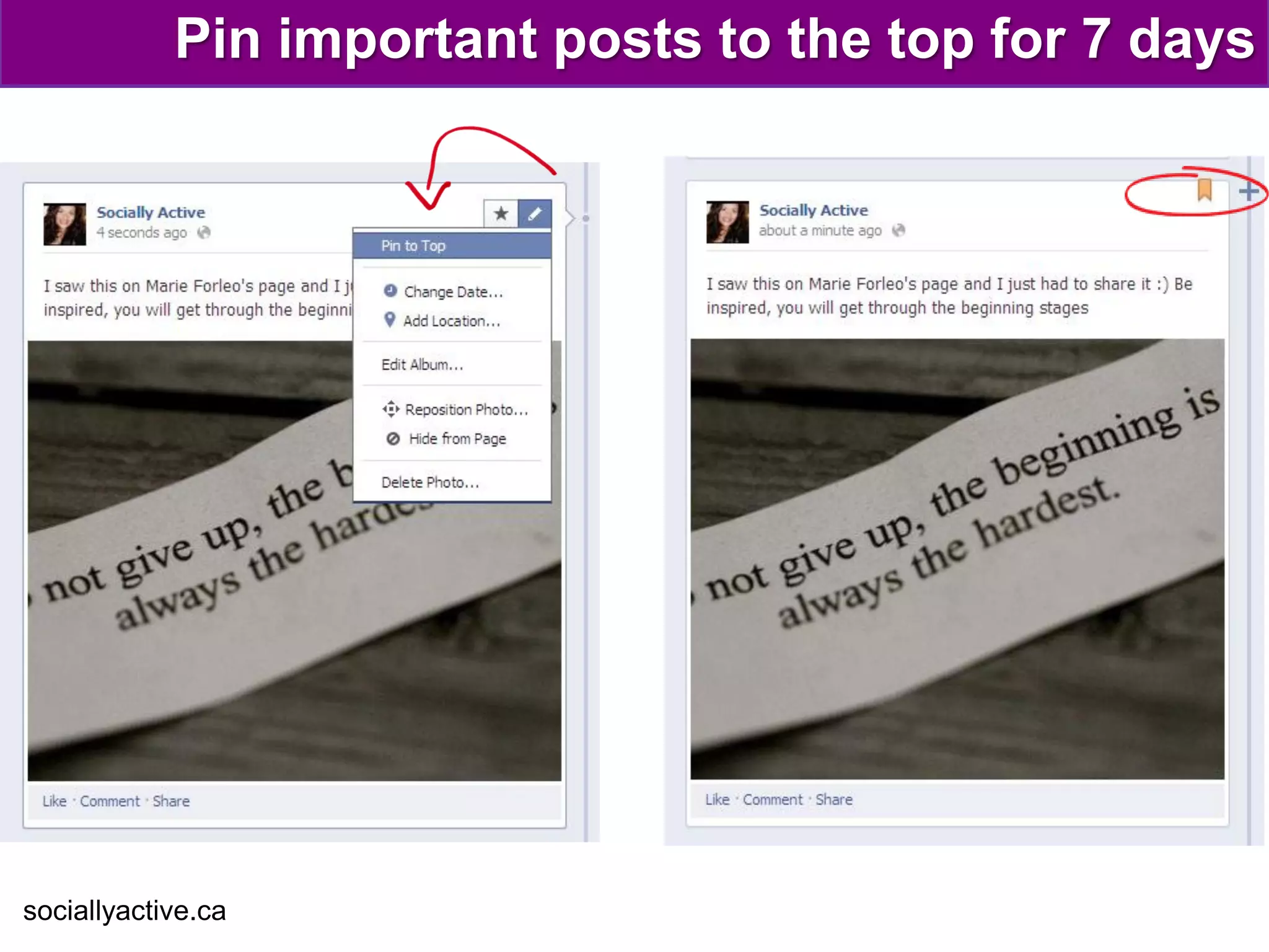 Pin important posts to the top for 7 days




sociallyactive.ca
 