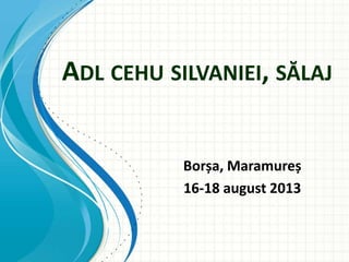 ADL CEHU SILVANIEI, SĂLAJ
Borșa, Maramureș
16-18 august 2013
 