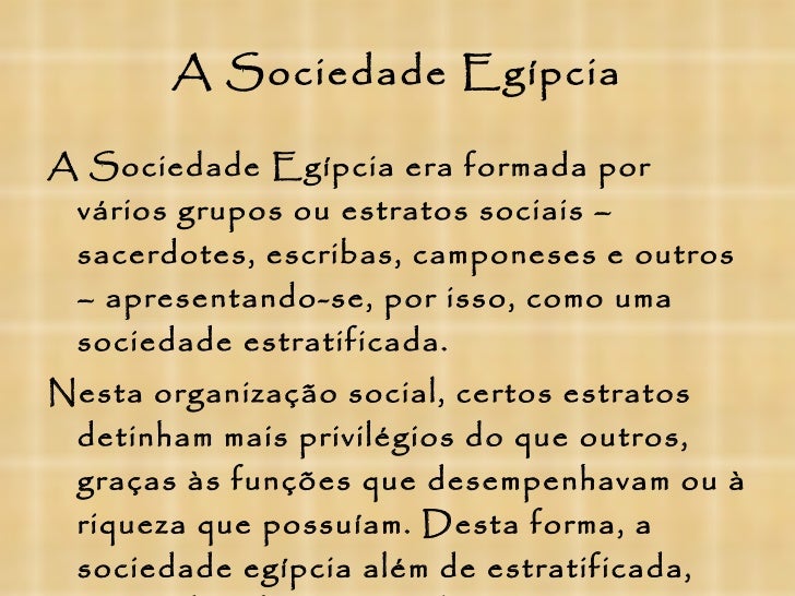 A sociedade egípcia