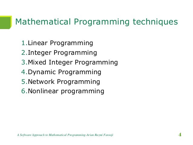 A software approach to mathematical programming
