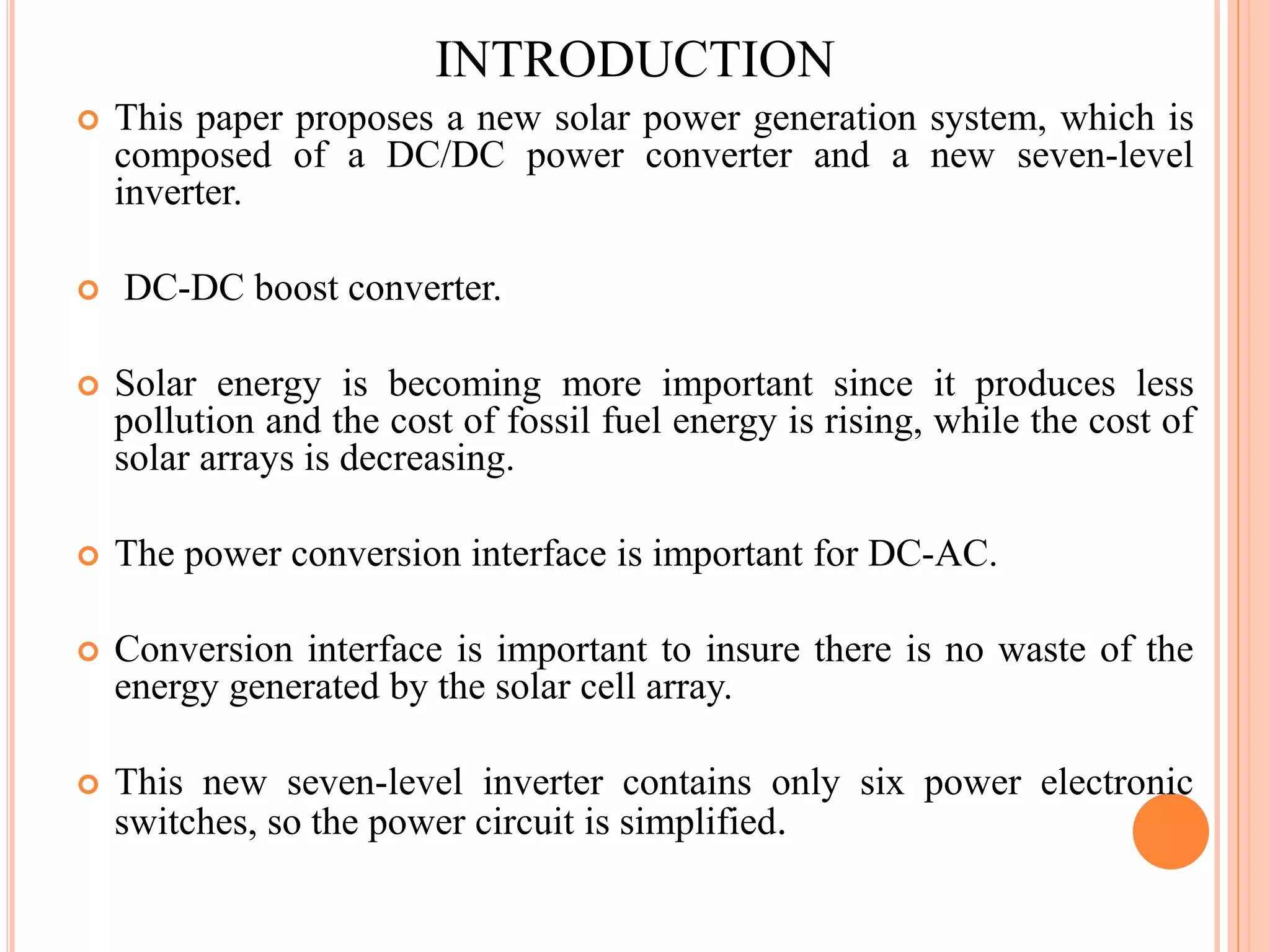 A solar power generation system with a seven level inverter | PPT