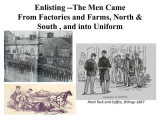 Enlisting --The Men Came From Factories and Farms, North & South , and into UniformHard Tack and Coffee, Billings 1887