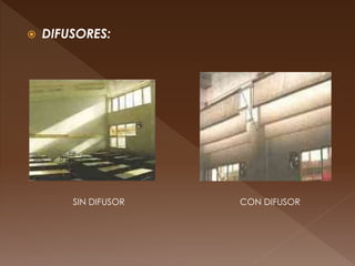 DIFUSORES:
SIN DIFUSOR CON DIFUSOR
 