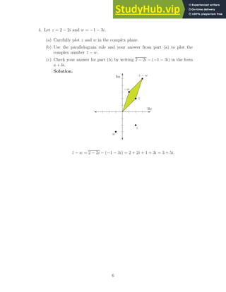 A Solutions To Exercises On Complex Numbers | PDF