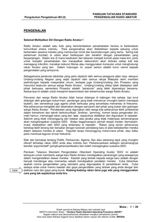 Panduan SOP Radio Amatur (Bahasa Malaysia)