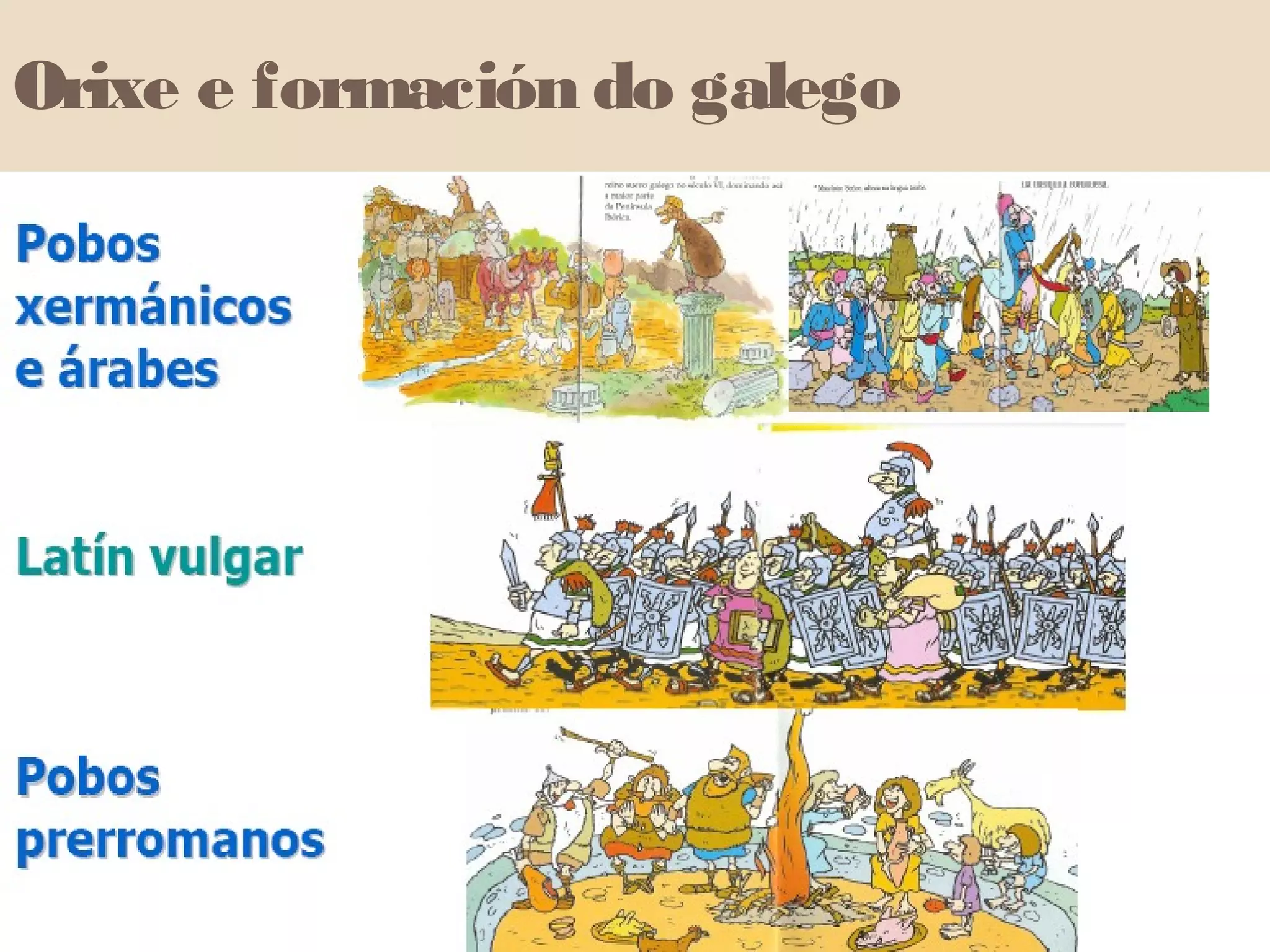 Orixe e formación do galego 
 