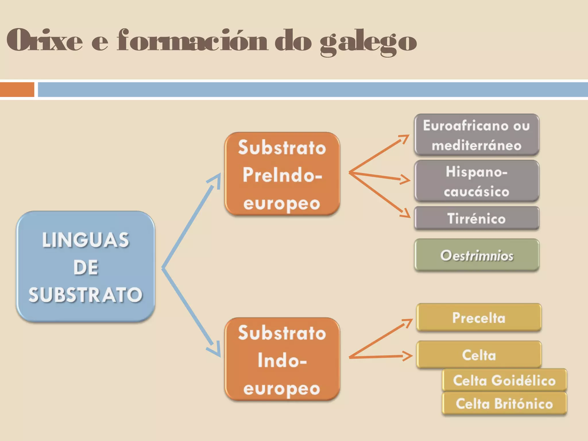 Orixe e formación do galego 
 