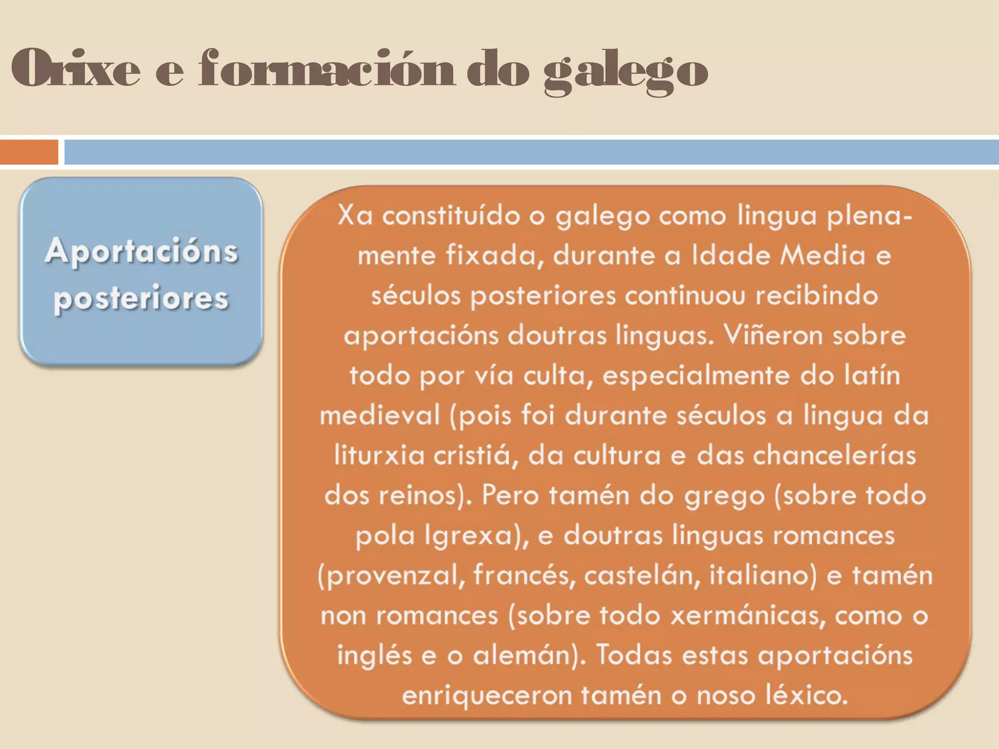 Orixe e formación do galego
 