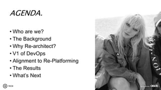 2016 confidential
AGENDA.
• Who are we?
• The Background
• Why Re-architect?
• V1 of DevOps
• Alignment to Re-Platforming
• The Results
• What’s Next
2016 confidential
 