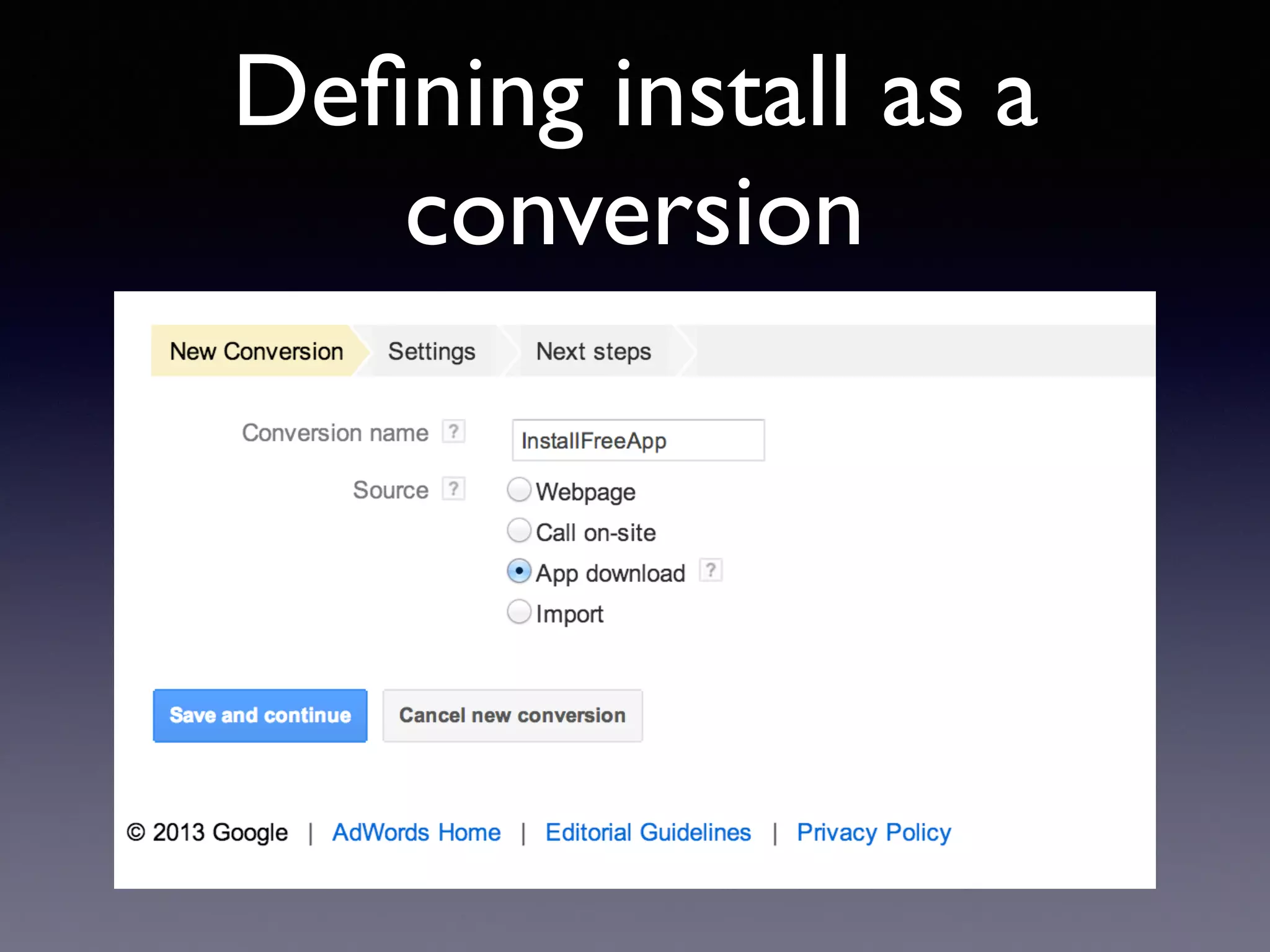 Deﬁning install as a
conversion
 