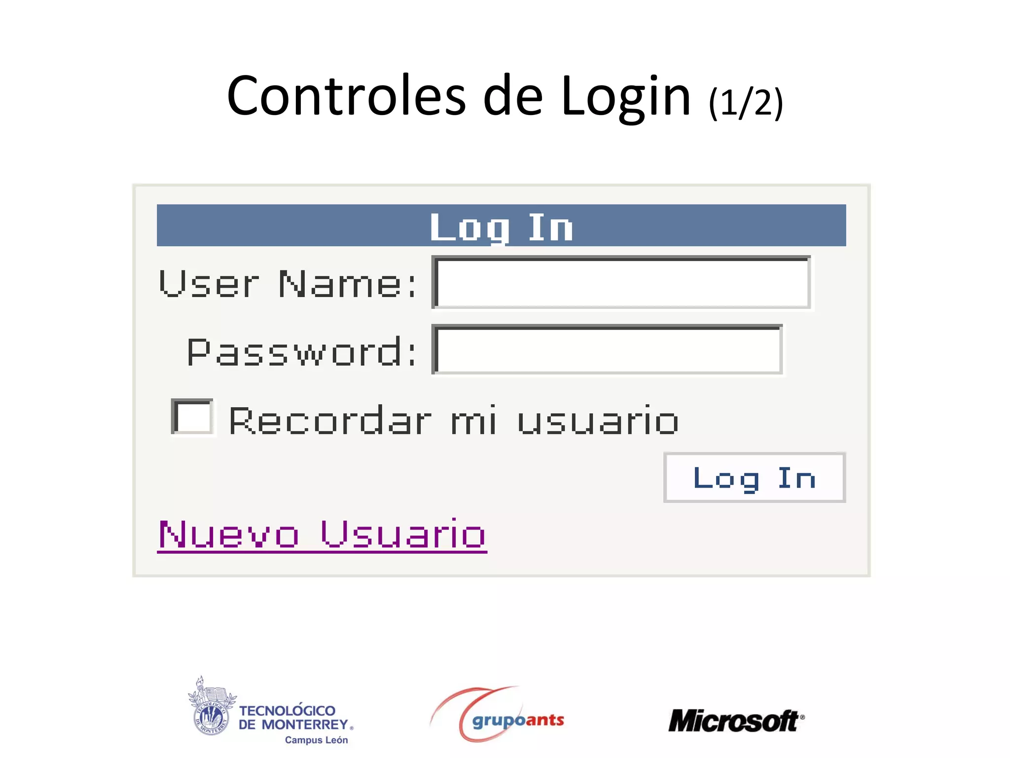 Controles de Login  (1/2) 