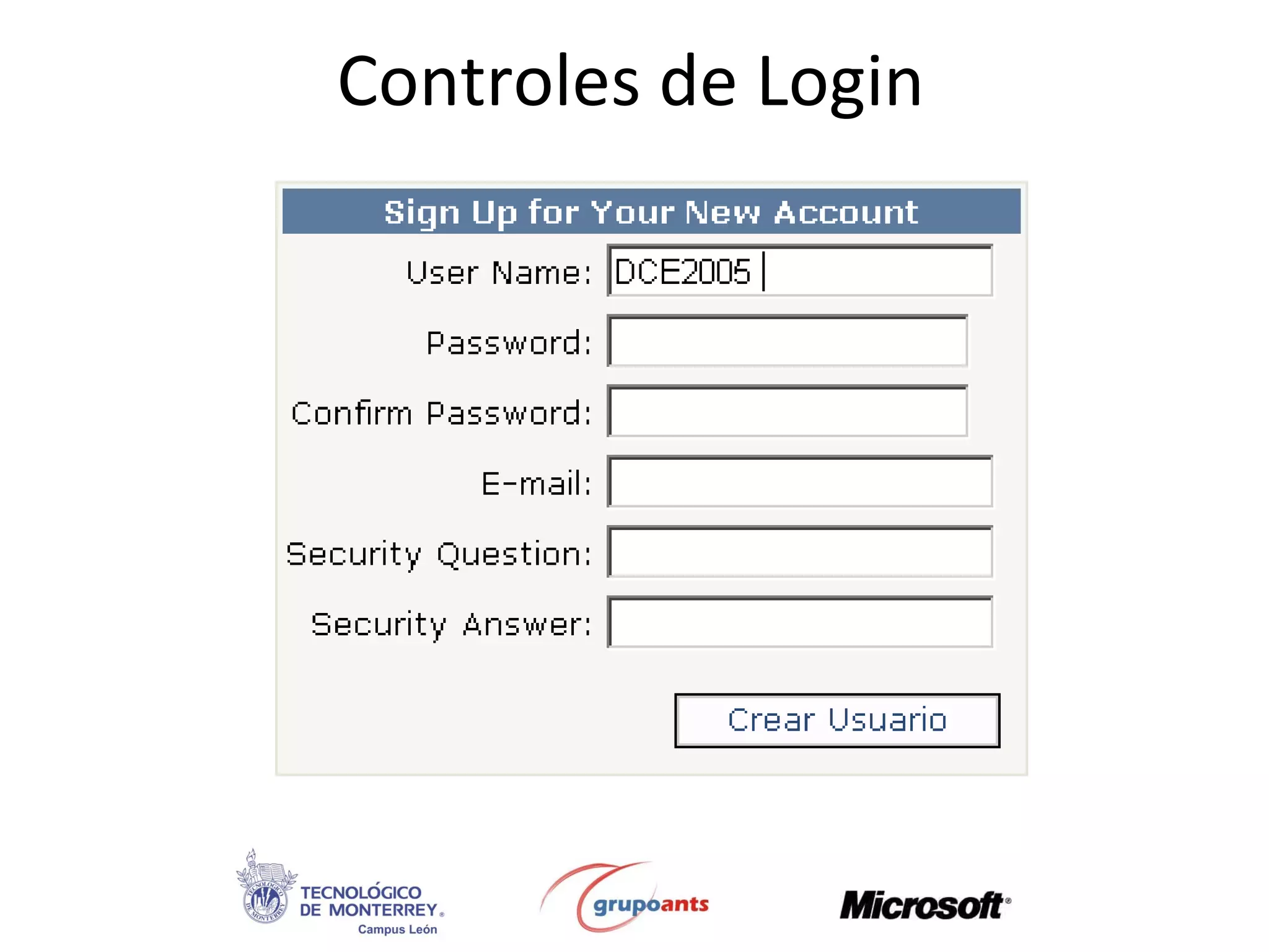 Controles de Login 