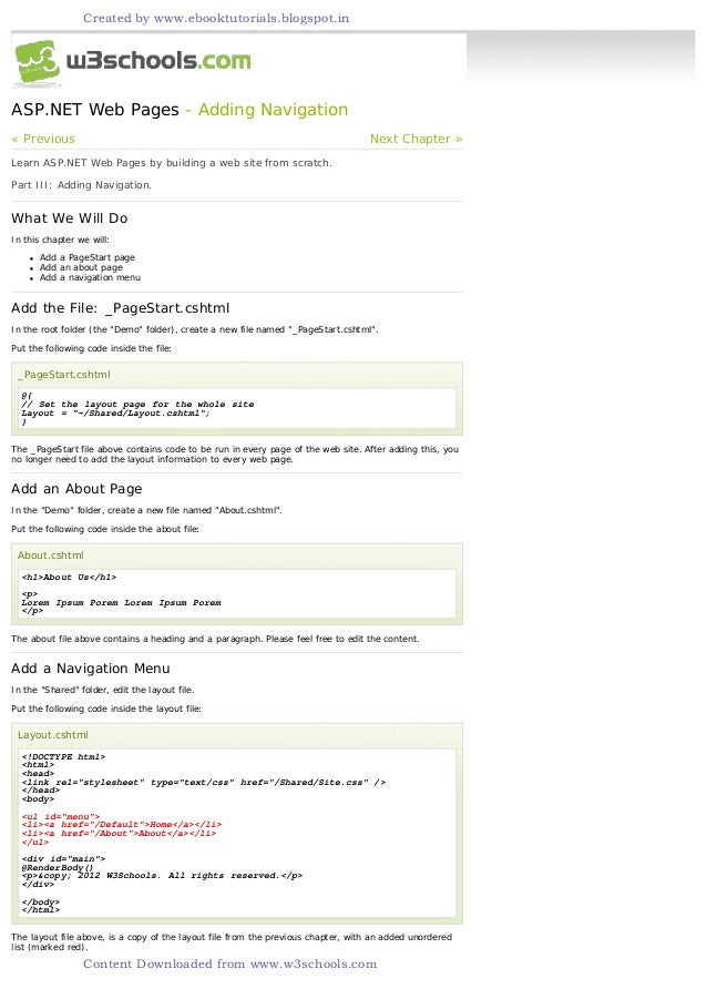 Asp Net W3schools